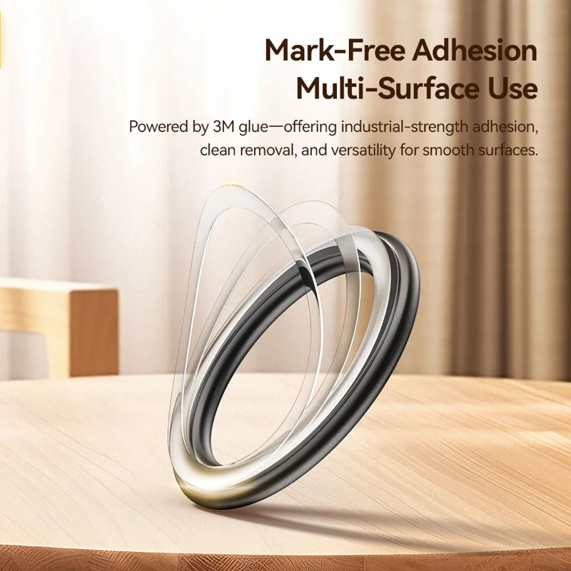 ESSAGER Phone Circular Magnetic Ring with Magnetic Sheet 360° Rotatable Adjustable Magnet Ring Strong Adsorption - Pink
