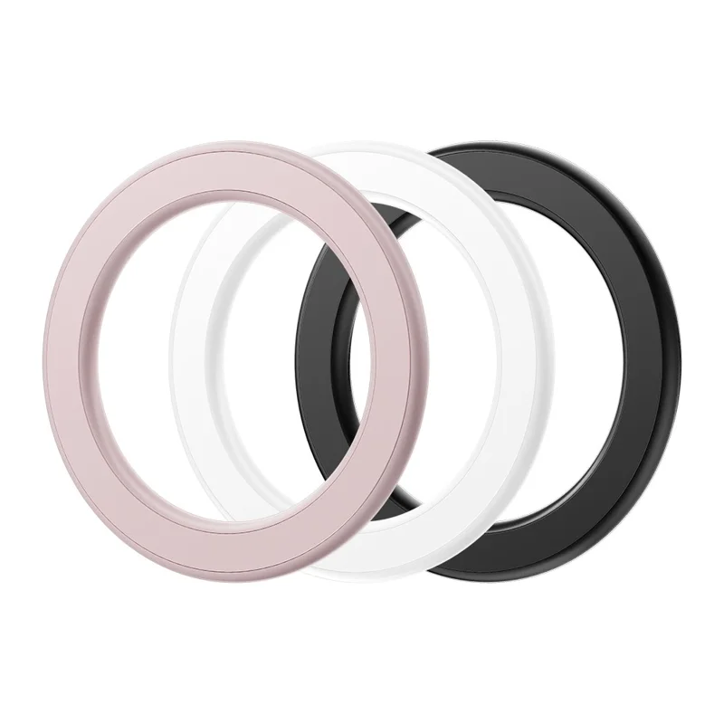 ESSAGER Phone Circular Magnetic Ring with Magnetic Sheet 360° Rotatable Adjustable Magnet Ring Strong Adsorption - Pink