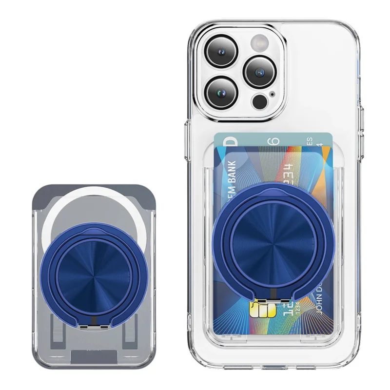 Phone Card Holder Magnetic Kickstand Slim PC Phone Back Card Case - Navy Blue