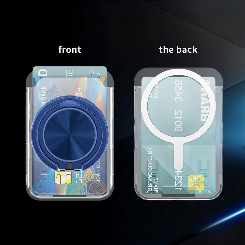 Phone Card Holder Magnetic Kickstand Slim PC Phone Back Card Case - Navy Blue