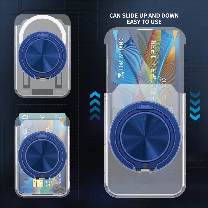 Phone Card Holder Magnetic Kickstand Slim PC Phone Back Card Case - Navy Blue