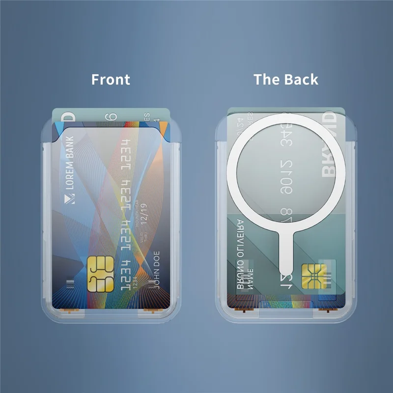 Card Holder Clear Slim Design Magnetic Attachment Multi Card Slots