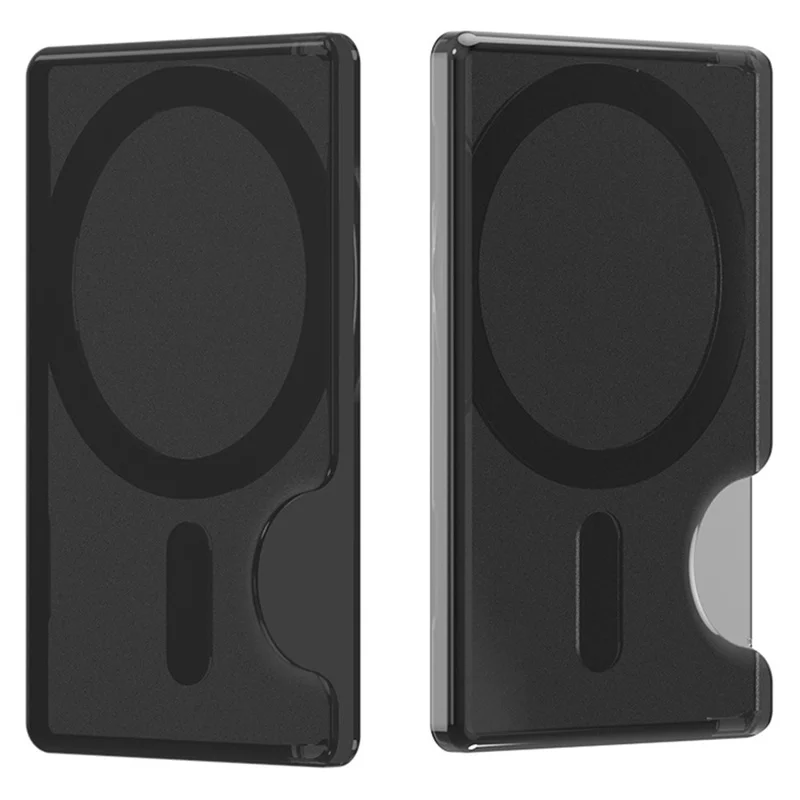 Side Push Card Holder Strong Magnetic Slim Phone Back Card Case - Transparent Black