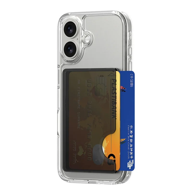 Side Push Card Holder Strong Magnetic Slim Phone Back Card Case - Transparent Black