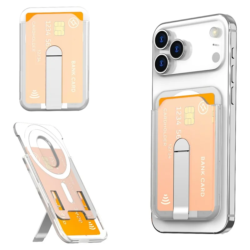 Robuste PC-Magnetkartenhalter aus Aluminiumlegierung, vertikaler Ständer, Kartensteckplatz für Telefon - Transparent