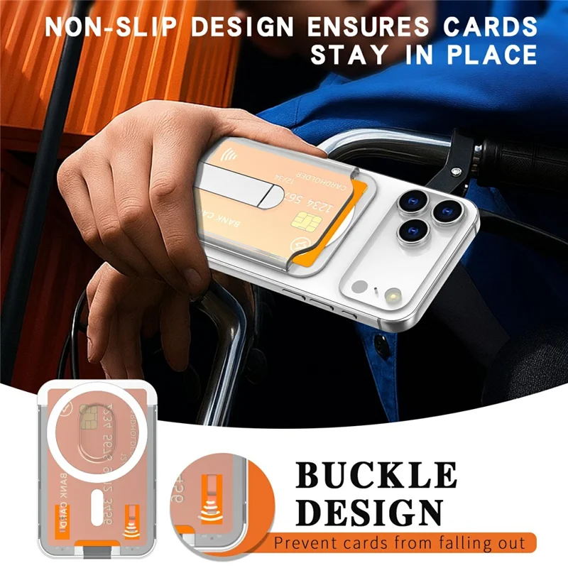 Robuste PC-Magnetkartenhalter aus Aluminiumlegierung, vertikaler Ständer, Kartensteckplatz für Telefon - Transparent