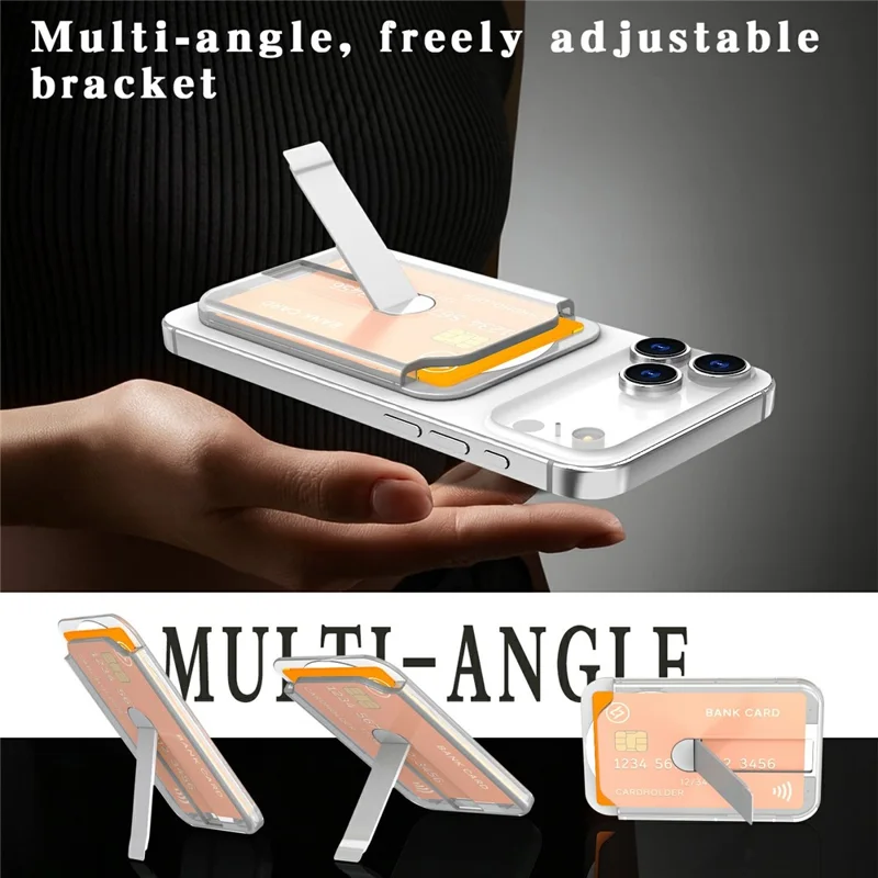 Robuste PC-Magnetkartenhalter aus Aluminiumlegierung, vertikaler Ständer, Kartensteckplatz für Telefon - Transparent