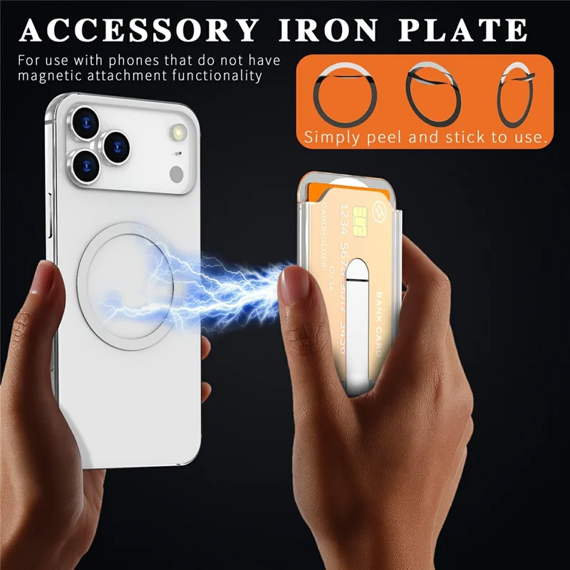 Robuste PC-Magnetkartenhalter aus Aluminiumlegierung, vertikaler Ständer, Kartensteckplatz für Telefon - Transparent