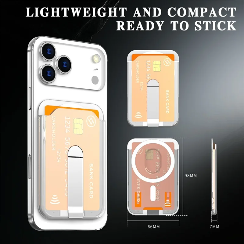 Robuste PC-Magnetkartenhalter aus Aluminiumlegierung, vertikaler Ständer, Kartensteckplatz für Telefon - Transparent