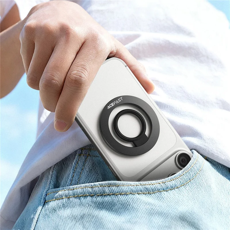 ACEFAST E35 Support Téléphone Anneau Magnétique avec Anneau en Silicone Doux, Support à Poignée en Alliage d'Aluminium Ultra-Mince