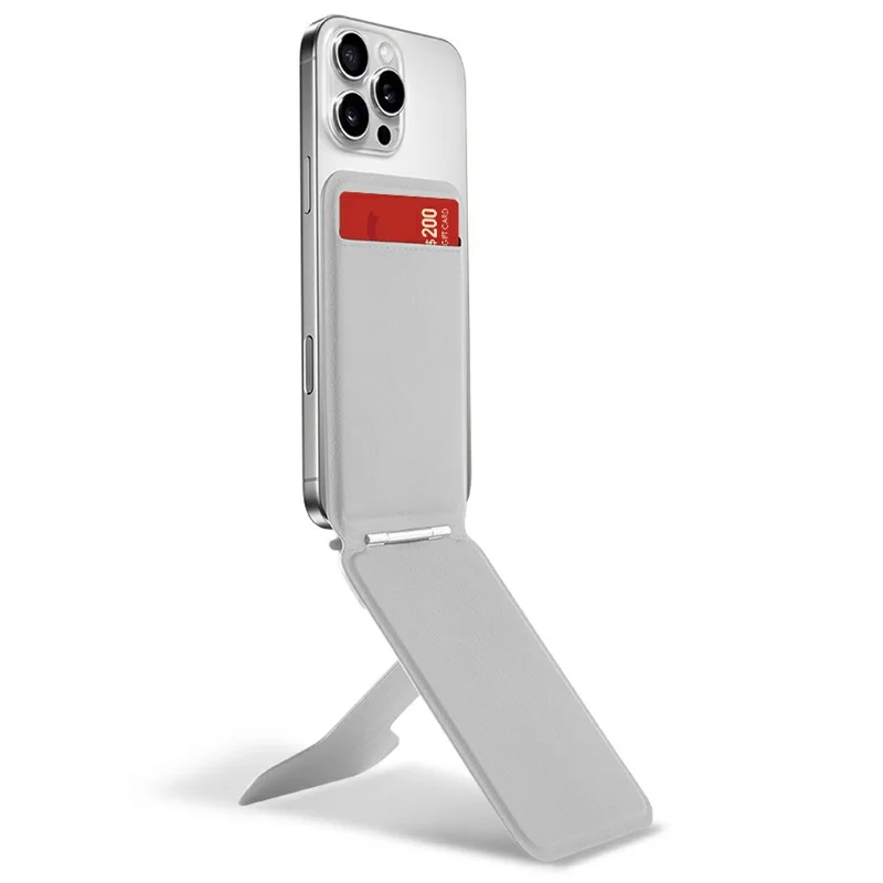 DO AS YOU WISH Vouwbaar vierkant magnetisch telefoonstandaardje met kaarthouder, 30-90° instelbaar telefoon bureaustandaard met roterende functie inclusief magnetische plaat - Grijs