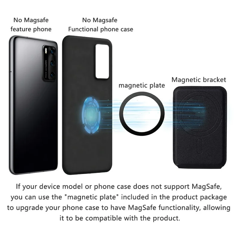 DO AS YOU WISH Vouwbaar vierkant magnetisch telefoonstandaardje met kaarthouder, 30-90° instelbaar telefoon bureaustandaard met roterende functie inclusief magnetische plaat - Grijs