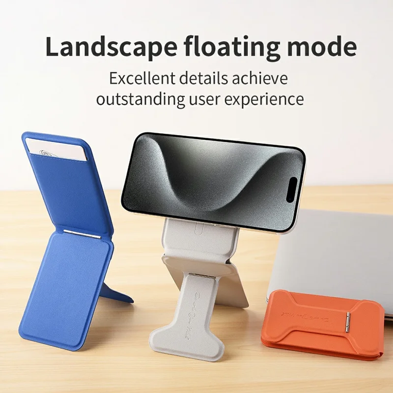 DO AS YOU WISH Vouwbaar vierkant magnetisch telefoonstandaardje met kaarthouder, 30-90° instelbaar telefoon bureaustandaard met roterende functie inclusief magnetische plaat - Grijs