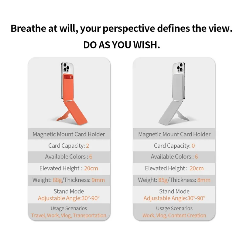 DO AS YOU WISH حامل هاتف مربع قابل للطي مع لوحة مغناطيسية، حامل مكتبي للهاتف بزاوية قابلة للتعديل من 30 إلى 90 درجة، بمحور دوار صغير - رمادي