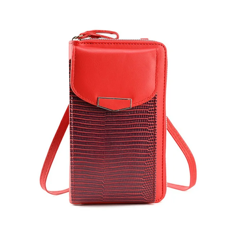 Universal Smartphone Crossbody Wallet PU Leather Clutch with Multi-Card Slots (18.5 x 11 x 5CM) - Red