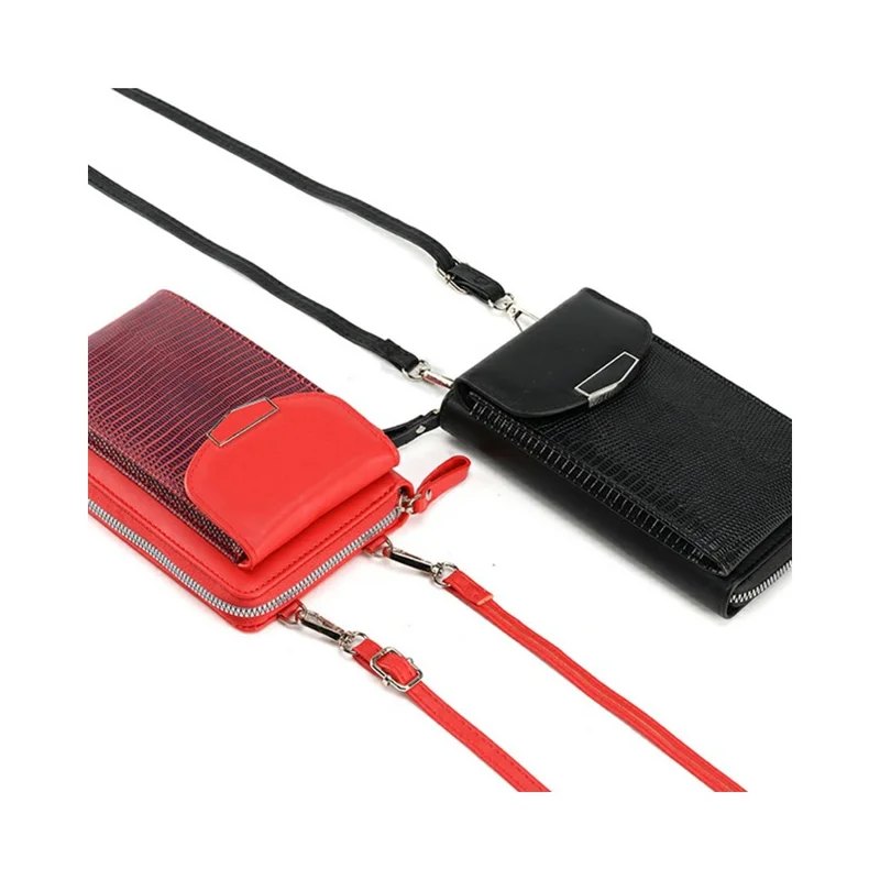 Universal Smartphone Crossbody Wallet PU Leather Clutch with Multi-Card Slots (18.5 x 11 x 5CM) - Red