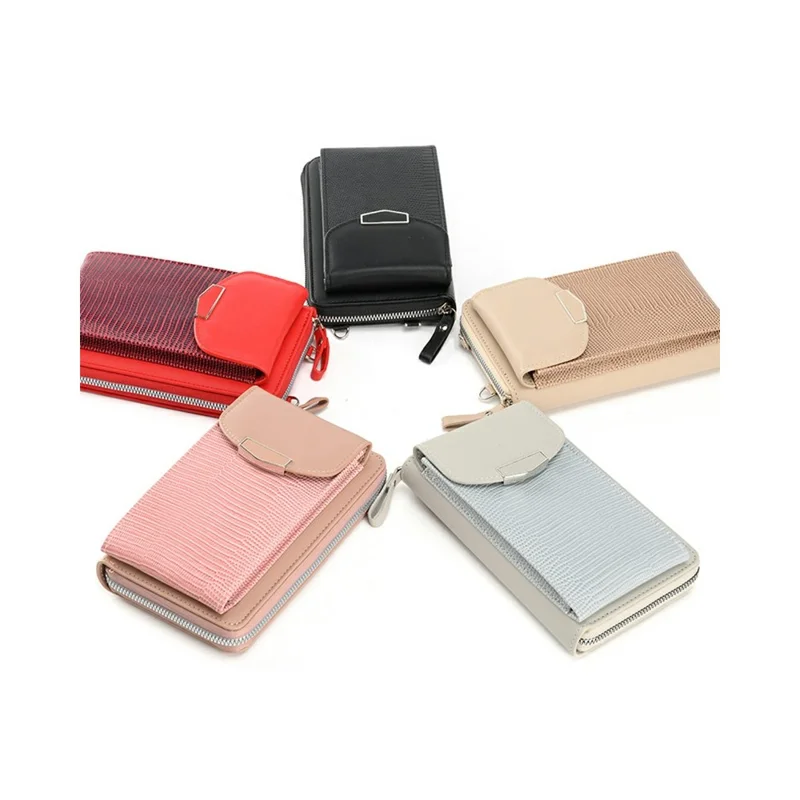 Universal Smartphone Crossbody Wallet PU Leather Clutch with Multi-Card Slots (18.5 x 11 x 5CM) - Red