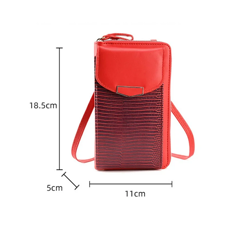 Universal Smartphone Crossbody Wallet PU Leather Clutch with Multi-Card Slots (18.5 x 11 x 5CM) - Red