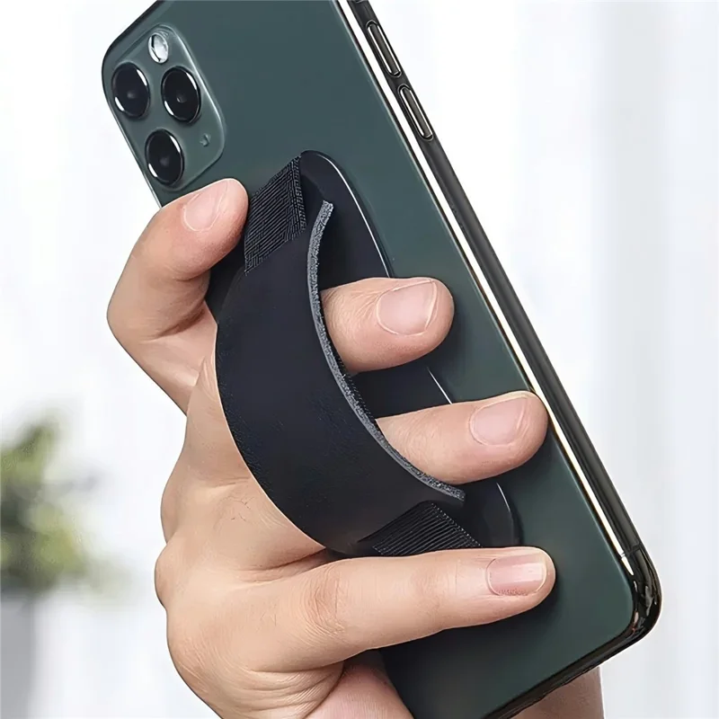 Suporte Universal Retrátil para Telemóvel com Alça em Couro Texturizado, Suporte Adesivo Antiderrapante e Versátil