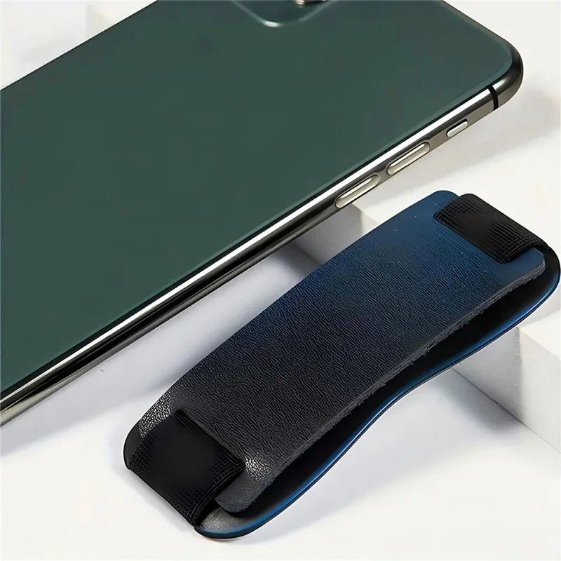 Suporte Universal Retrátil para Telemóvel com Alça em Couro Texturizado, Suporte Adesivo Antiderrapante e Versátil