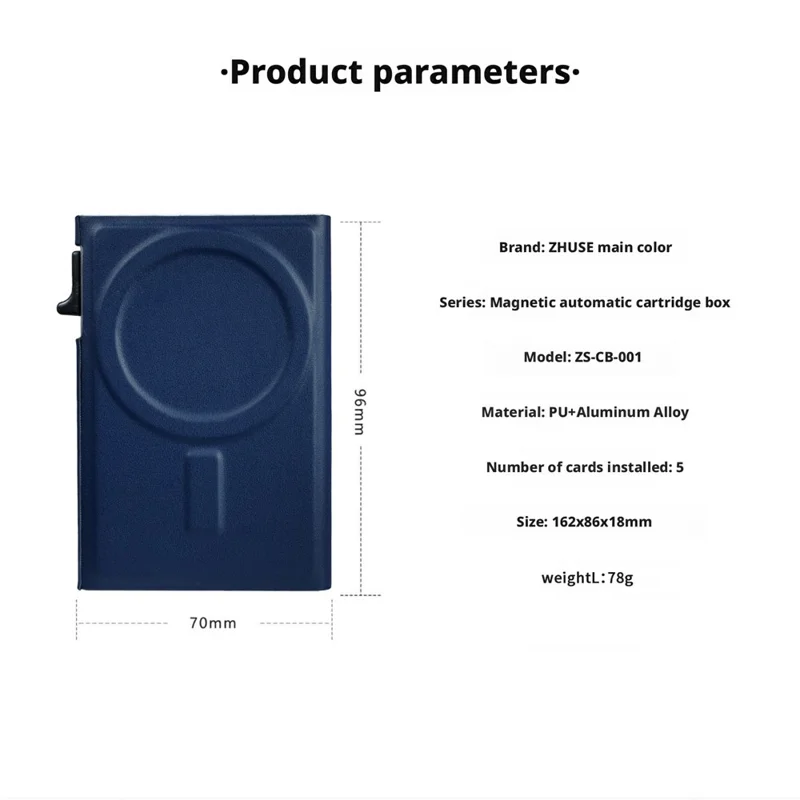 Magnetic Auto Pop-Up Card Holder for Cell Phones Back Kickstand RFID / NFC Blocking - Blue