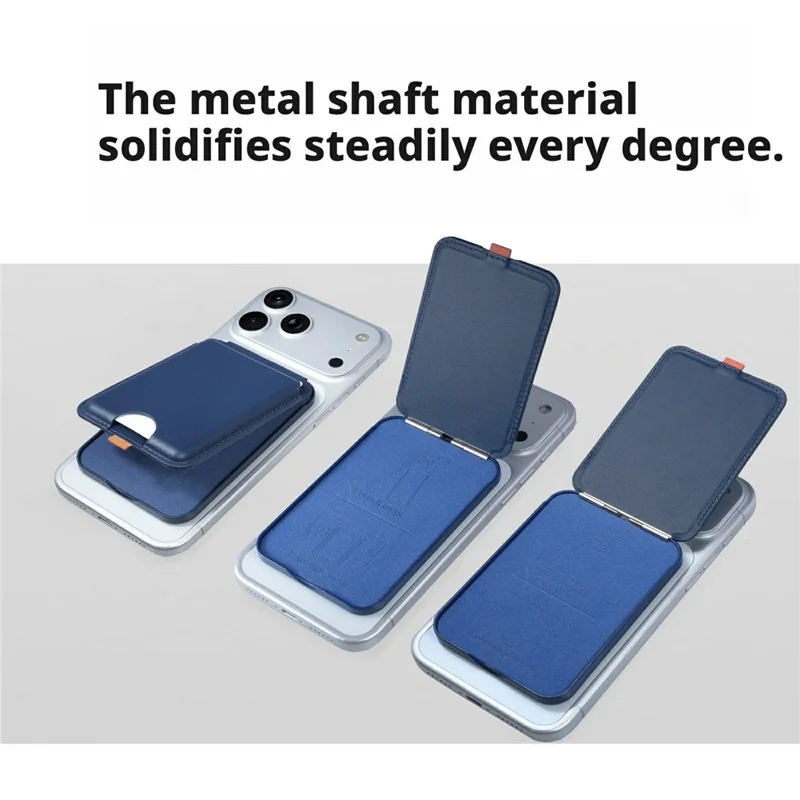 Supporte de téléphone magnétique avec porte-cartes et charnière pliable - Brun