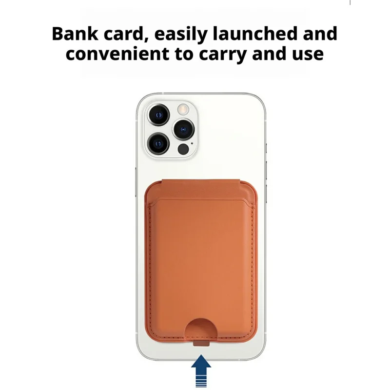 Supporte de téléphone magnétique avec porte-cartes et charnière pliable - Brun