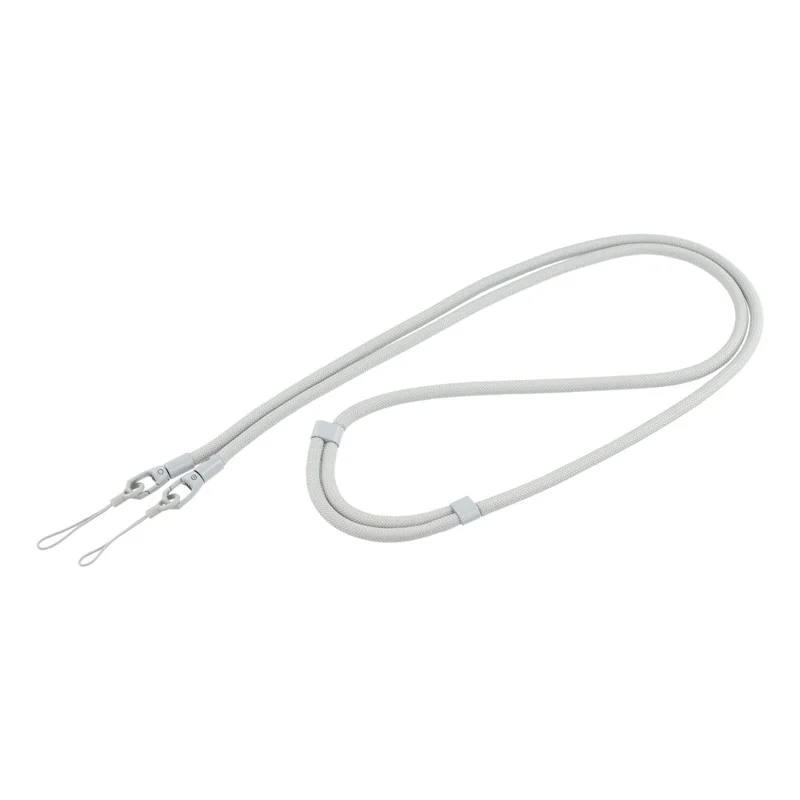 7MM Double Clasp Adjustable Lanyard Polyester Zinc Alloy Shoulder Strap for Dual-Hole Phone Cases - Grey
