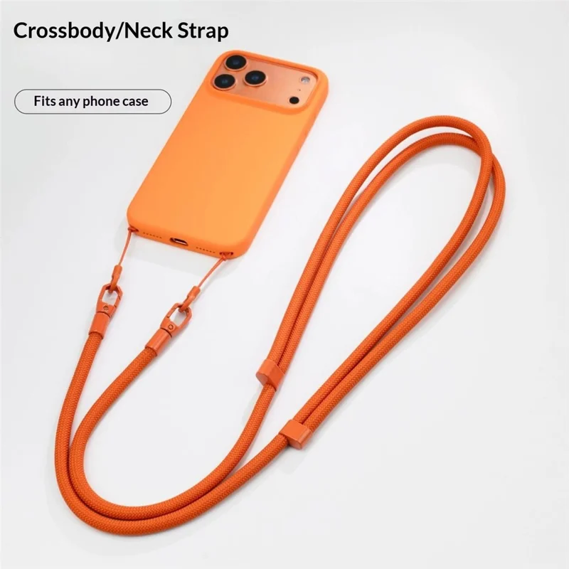 7MM Double Clasp Adjustable Lanyard Polyester Zinc Alloy Shoulder Strap for Dual-Hole Phone Cases - Grey