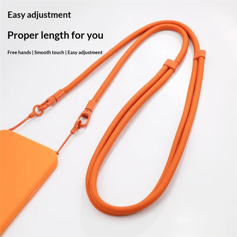 7MM Double Clasp Adjustable Lanyard Polyester Zinc Alloy Shoulder Strap for Dual-Hole Phone Cases - Grey
