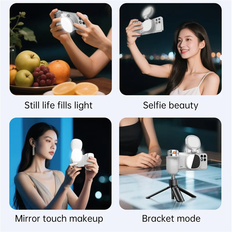 Suporte para Telemóvel com Bluetooth Compatível K02, Assistente de Câmera Magnético Sem Fios, Estabilizador Portátil para Selfies - Branco