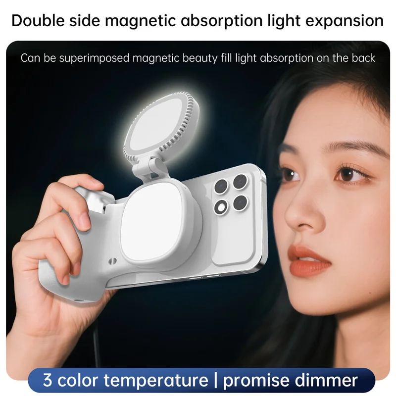 Suporte para Telemóvel com Bluetooth Compatível K02, Assistente de Câmera Magnético Sem Fios, Estabilizador Portátil para Selfies - Branco