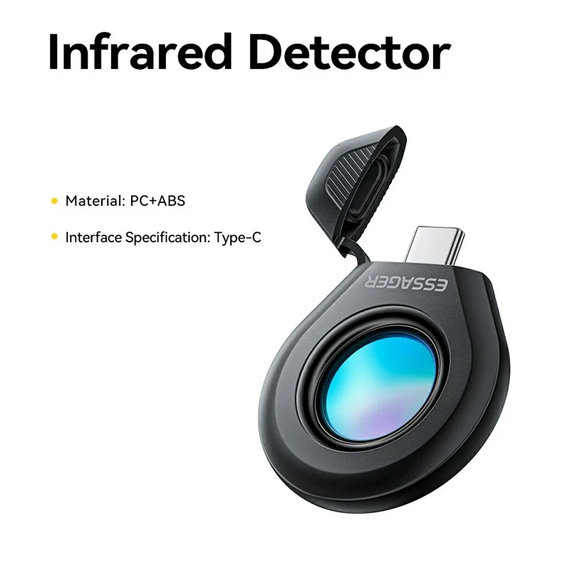 ESSAGER Infrared Detector Type-C Plug Play Portable 5M Anti-Spy Camera Finder for Hotel Privacy - Black