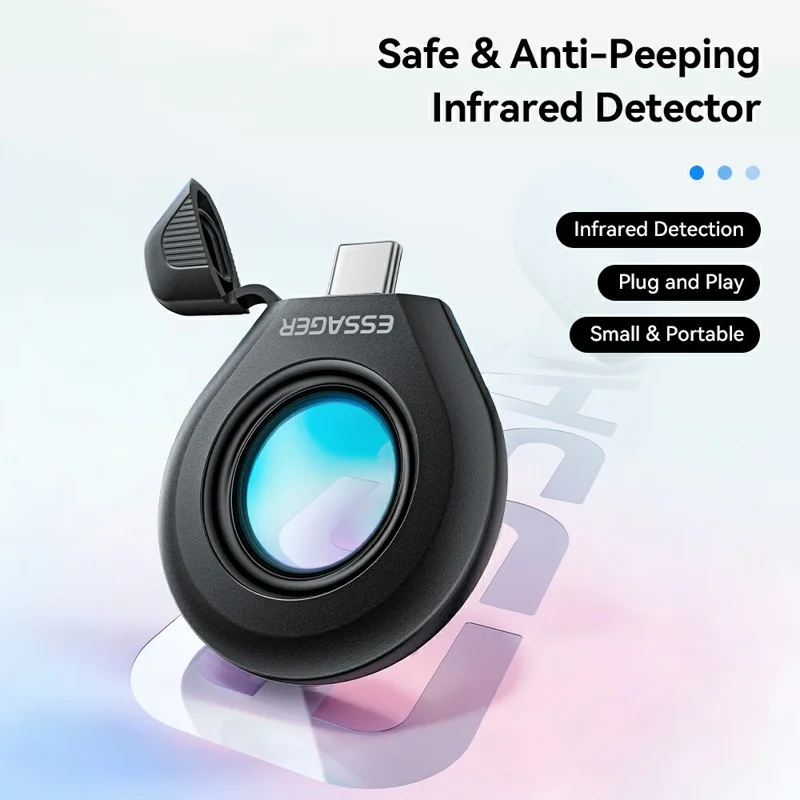 ESSAGER Infrared Detector Type-C Plug Play Portable 5M Anti-Spy Camera Finder for Hotel Privacy - Black