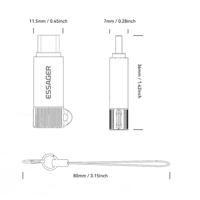 Adaptateur intelligent ESSAGER avec coupure automatique de courant, Type-C, 100 W, 5 A, convertisseur de charge avec indicateur LED