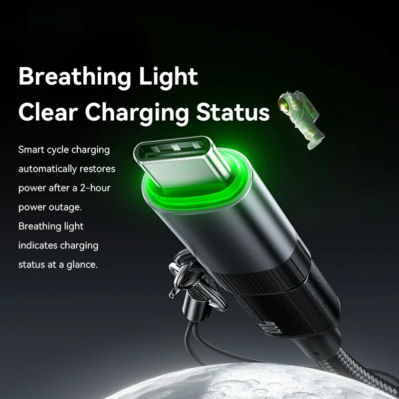 Adaptateur intelligent ESSAGER avec coupure automatique de courant, Type-C, 100 W, 5 A, convertisseur de charge avec indicateur LED