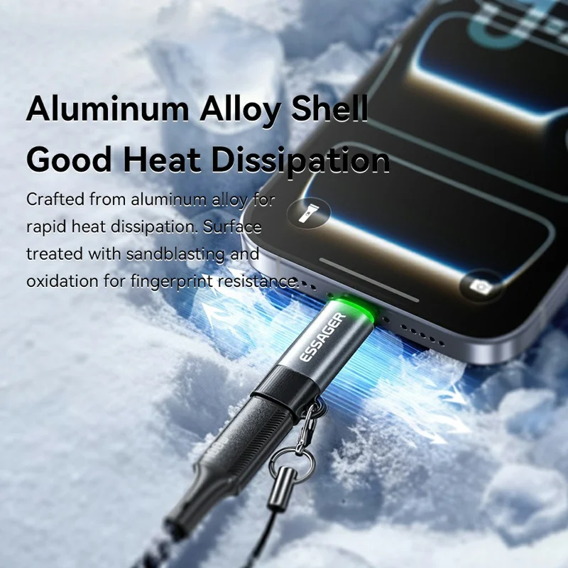Adaptateur intelligent ESSAGER avec coupure automatique de courant, Type-C, 100 W, 5 A, convertisseur de charge avec indicateur LED
