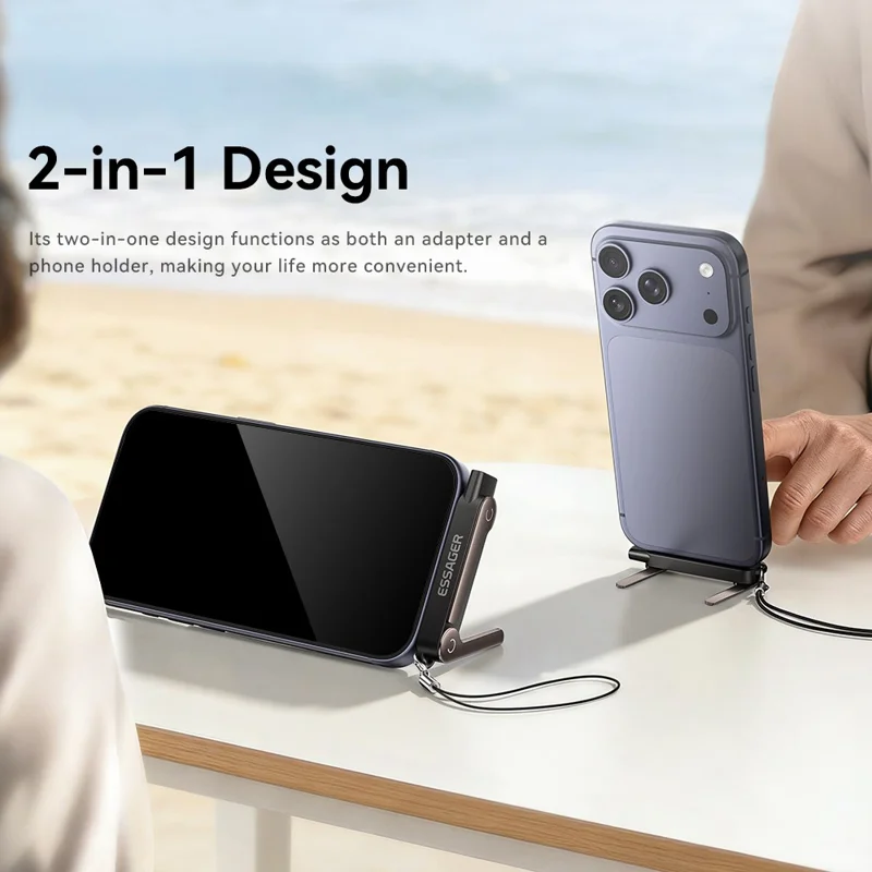 ESSAGER USB-C Female to USB-C Male Adapter 240W Fast Charging Converter 5A 40Gbps 90° L-Shape Stand