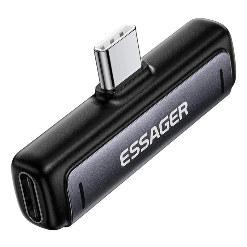 Adaptateur audio et de charge ESSAGER de Type-C à Type-C 2 en 1, convertisseur de charge rapide 60 W PD pour téléphone et tablette