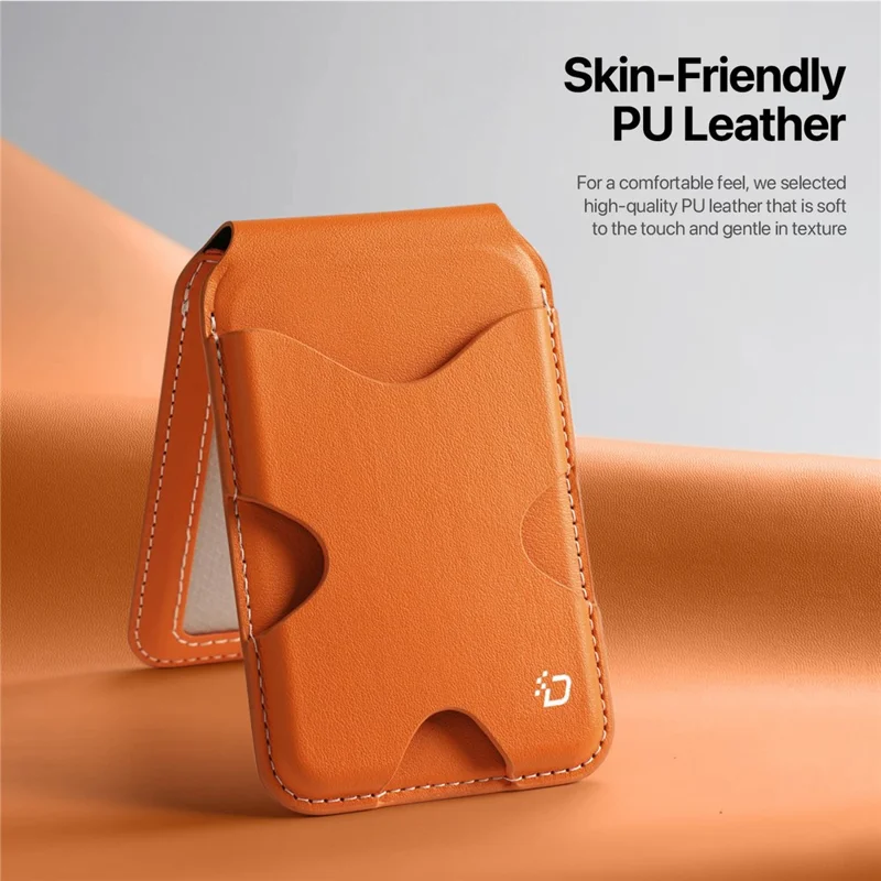 DUX DUCIS PAPO Series Ultra Slim Magnetic Card Holder with Kickstand Butterfly Design RFID Blocking PU Leather Card Bag - Orange