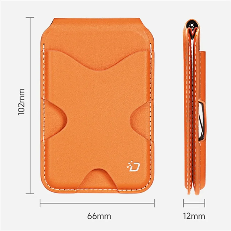 DUX DUCIS PAPO Series Ultra Slim Magnetic Card Holder with Kickstand Butterfly Design RFID Blocking PU Leather Card Bag - Orange