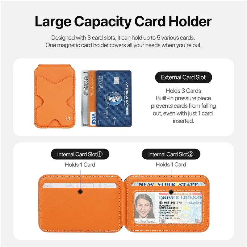 DUX DUCIS PAPO Series Ultra Slim Magnetic Card Holder with Kickstand Butterfly Design RFID Blocking PU Leather Card Bag - Orange