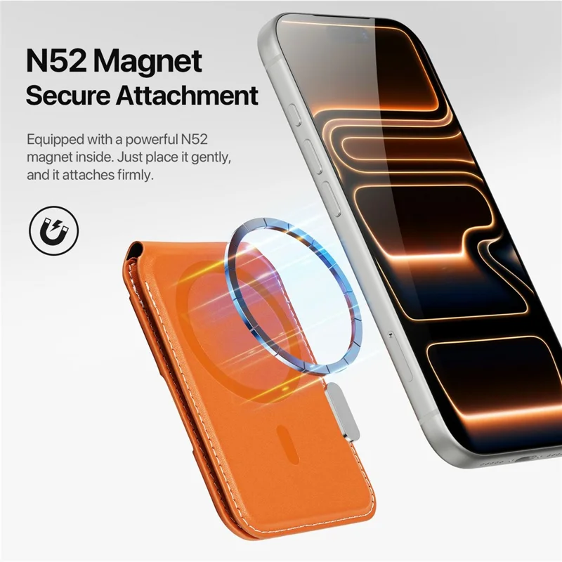 DUX DUCIS PAPO Series Ultra Slim Magnetic Card Holder with Kickstand Butterfly Design RFID Blocking PU Leather Card Bag - Orange