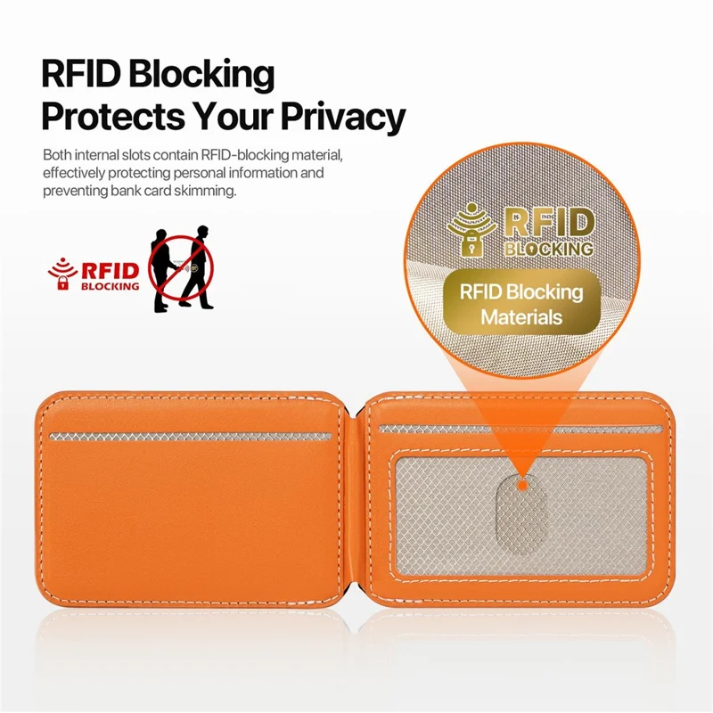 DUX DUCIS PAPO Series Ultra Slim Magnetic Card Holder with Kickstand Butterfly Design RFID Blocking PU Leather Card Bag - Orange