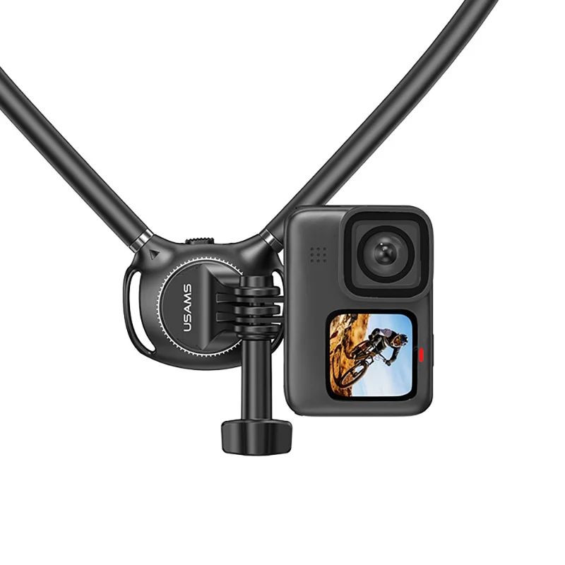 Soporte para cámara USAMS JOY01, montura para cuello, manos libres, trípode flexible - Negro