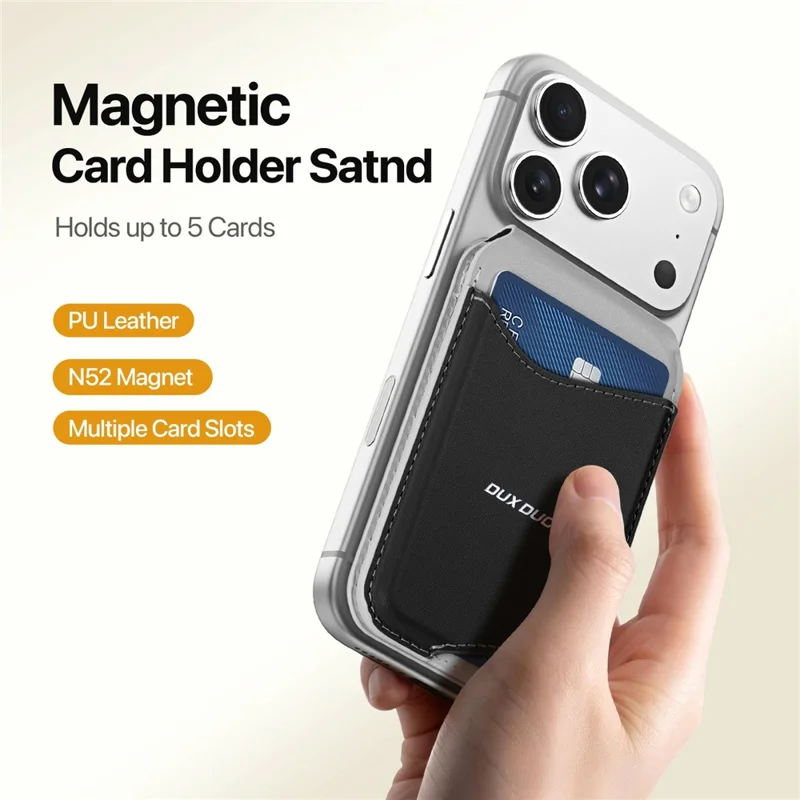 DUX DUCIS ARCH Series Phone Magnetic Card Holder Kickstand PU Leather RFID Blocking Wallet - Grey & Black