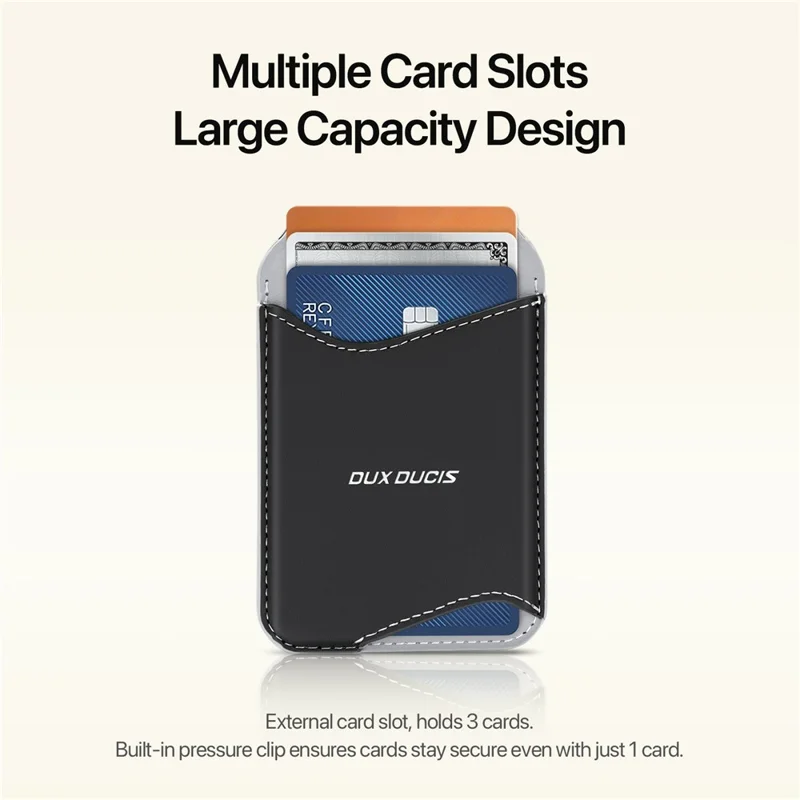 DUX DUCIS ARCH Series Phone Magnetic Card Holder Kickstand PU Leather RFID Blocking Wallet - Grey & Black