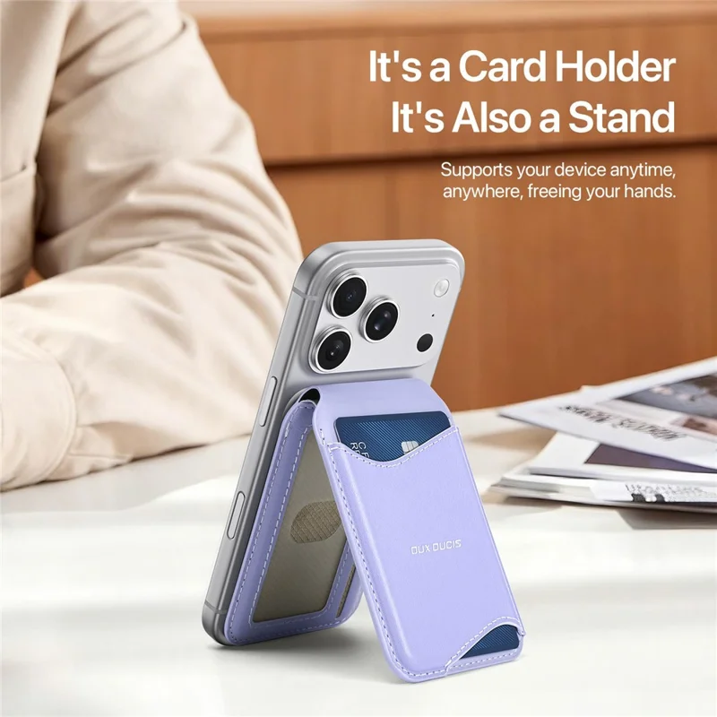 DUX DUCIS ARCH Series Phone Magnetic Card Holder Kickstand PU Leather RFID Blocking Wallet - Purple