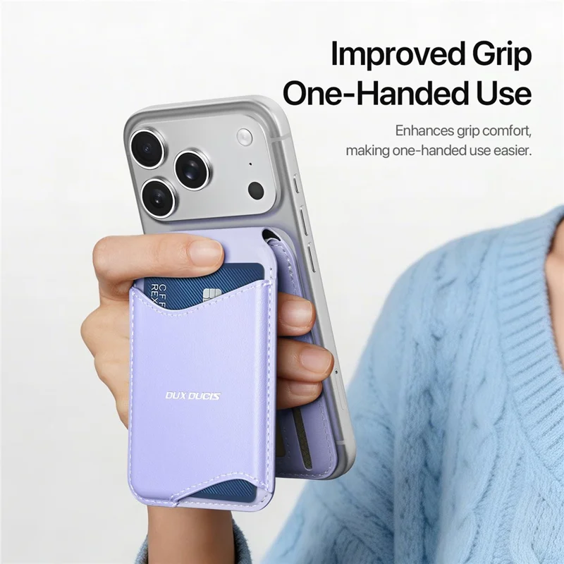 DUX DUCIS ARCH Series Phone Magnetic Card Holder Kickstand PU Leather RFID Blocking Wallet - Purple