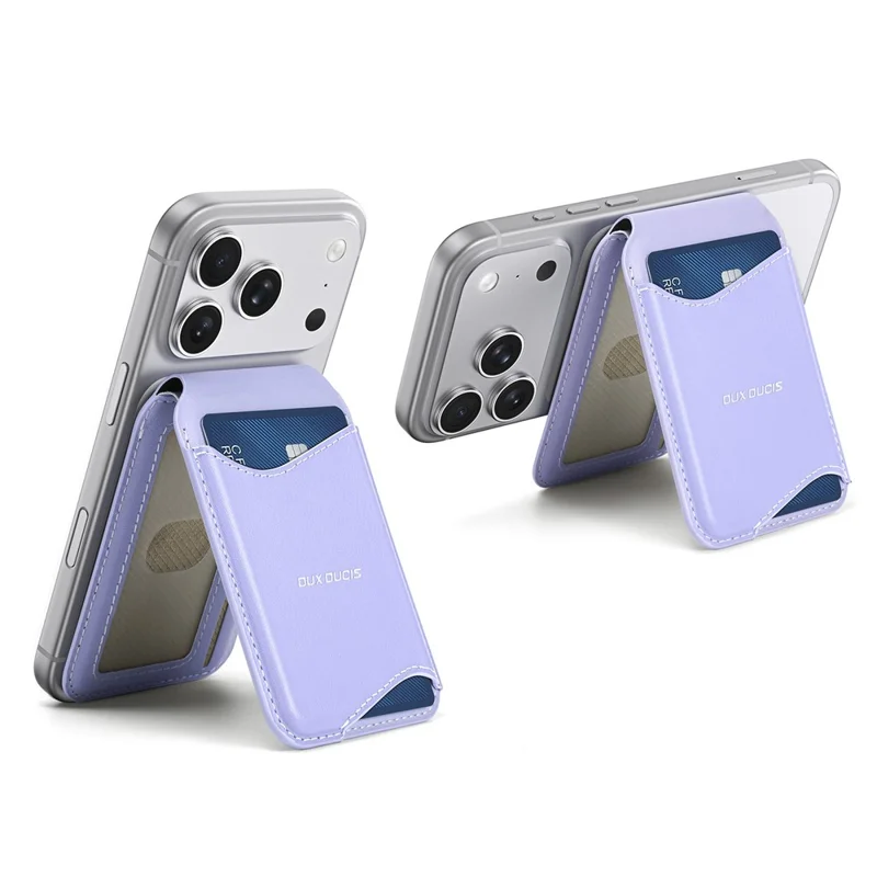 DUX DUCIS ARCH Series Phone Magnetic Card Holder Kickstand PU Leather RFID Blocking Wallet - Purple